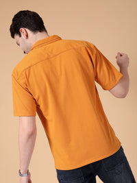 The Indian Garage Co Cuban Collar Self Design Oversized Casual Shirt