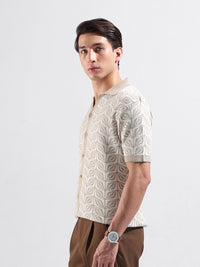 The Indian Garage Co Men Slim Fit Geometric Casual Flat Knit Shirt