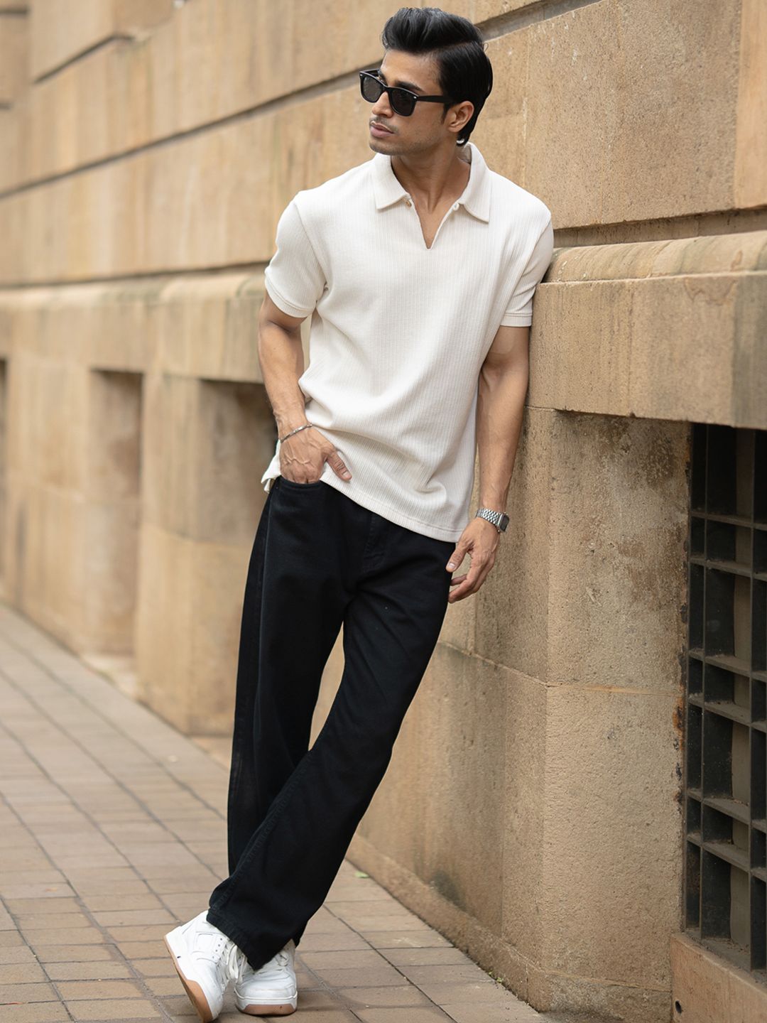 Powerlook Men Solid Polo Collar Short Sleeves T-shirt