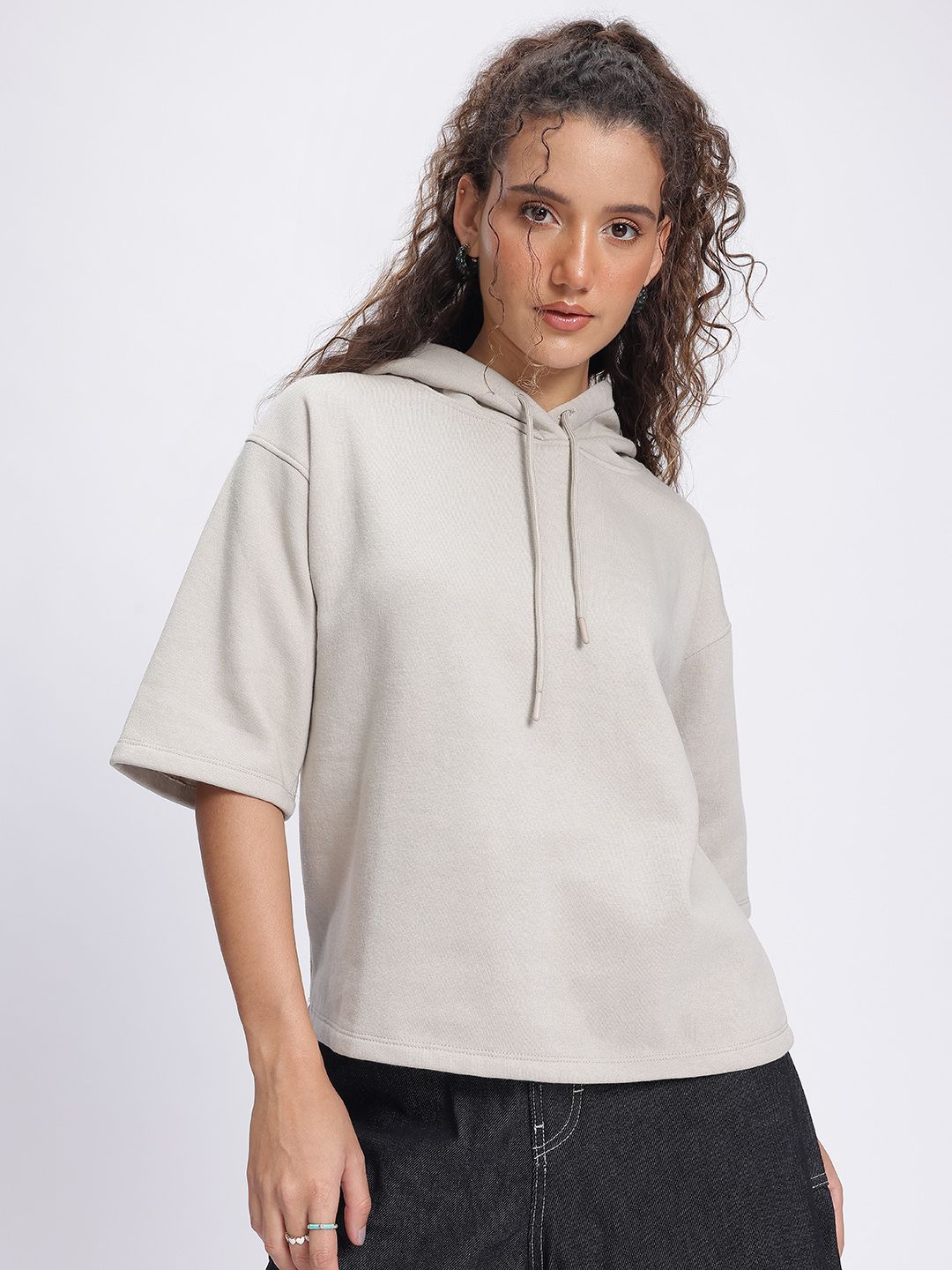 DressBerry Comfy Edge Hooded Drop-Shoulder Sweatshirt