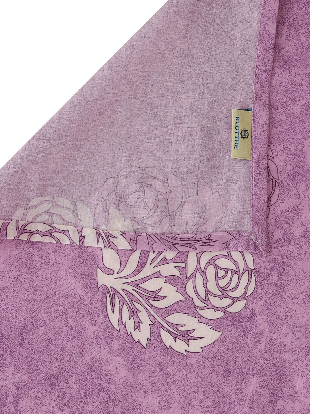KLOTTHE Purple & White Printed Pure Cotton 400 TC King Bedsheet With 2 Pillow Covers