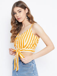 Berrylush Women Yellow Striped Top