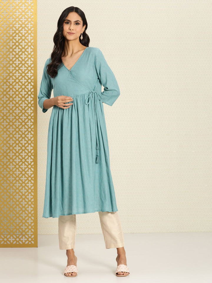 House of Pataudi Woven Design Thread Work Flared Anarkali Rozana Kurta