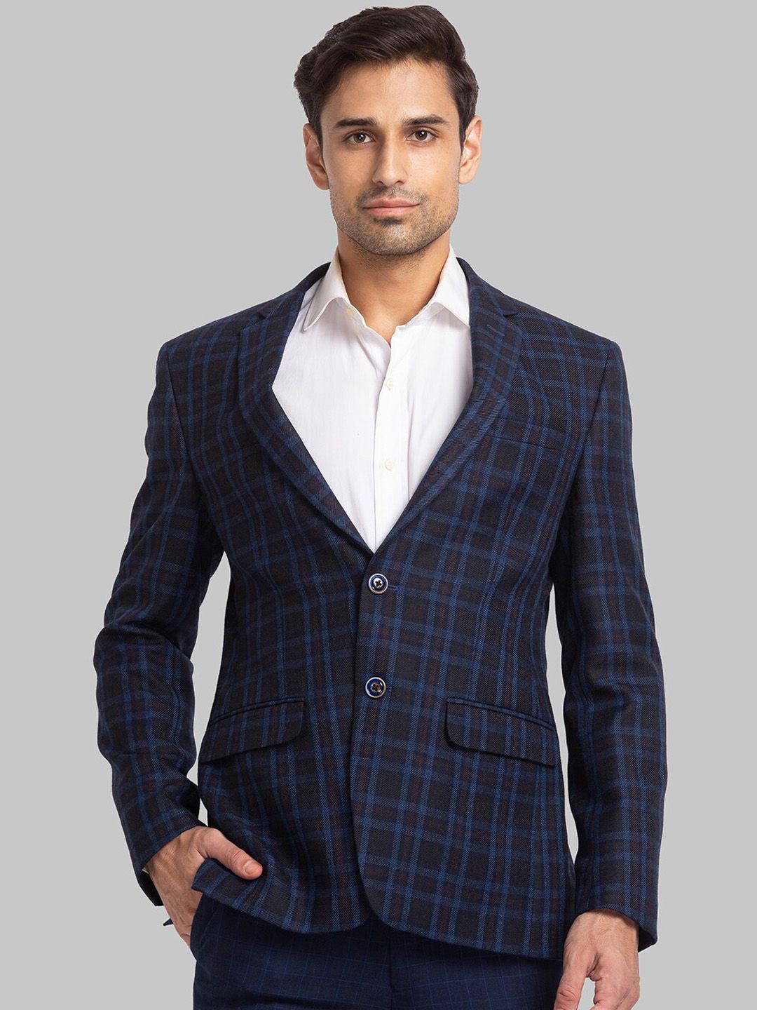 Park Avenue Men Checked Single Breasted Blazer