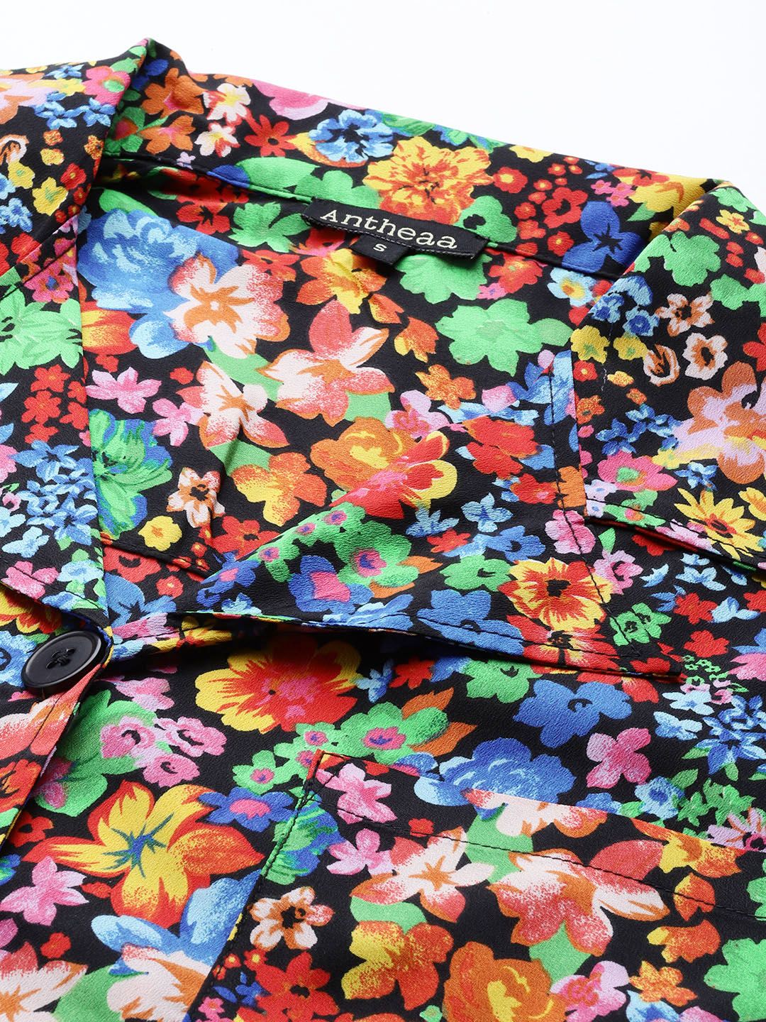 Antheaa Women Comfort Boxy Floral Printed Crop Shirt