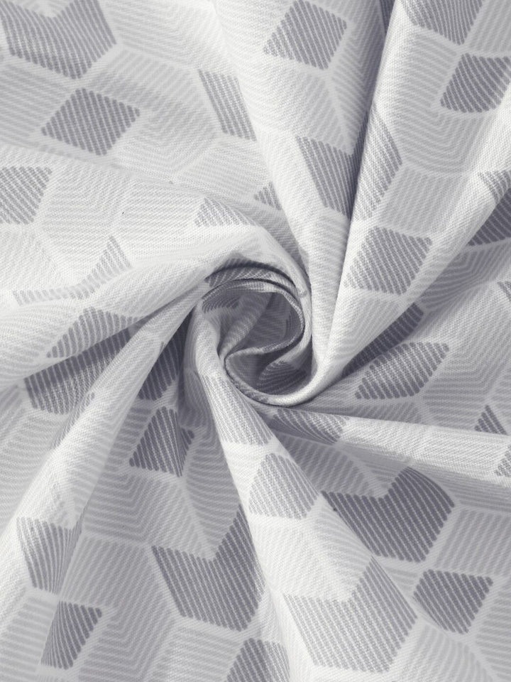 KLOTTHE Grey Geometric Cotton 300 TC Single Fine Bedsheet with a Pillow Cover-87 x 59 inches
