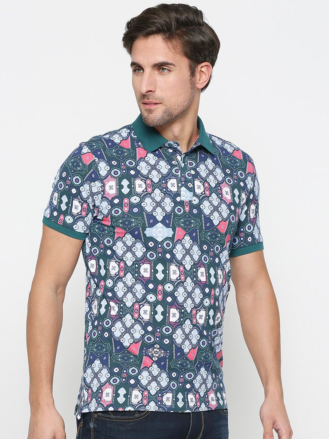 Being Human Geometric Printed Polo Collar T-shirt