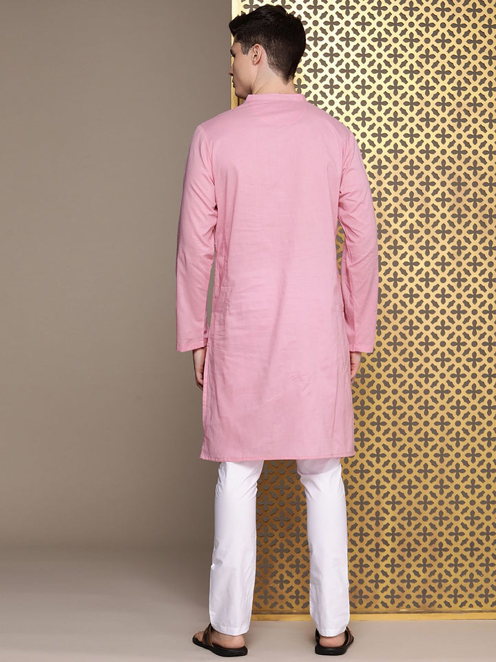 House of Pataudi Rozana Embellished Sequinned Pure Cotton Kurta