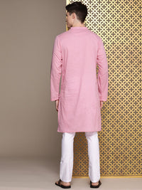 House of Pataudi Rozana Embellished Sequinned Pure Cotton Kurta