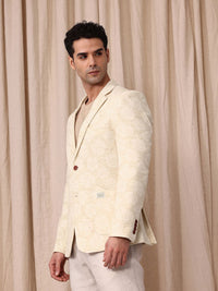 Mr Bowerbird Floral Self Design Notched Lapel Casual Blazer