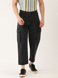 Bene Kleed Men Pure Cotton Loose Crop Cargo Jeans