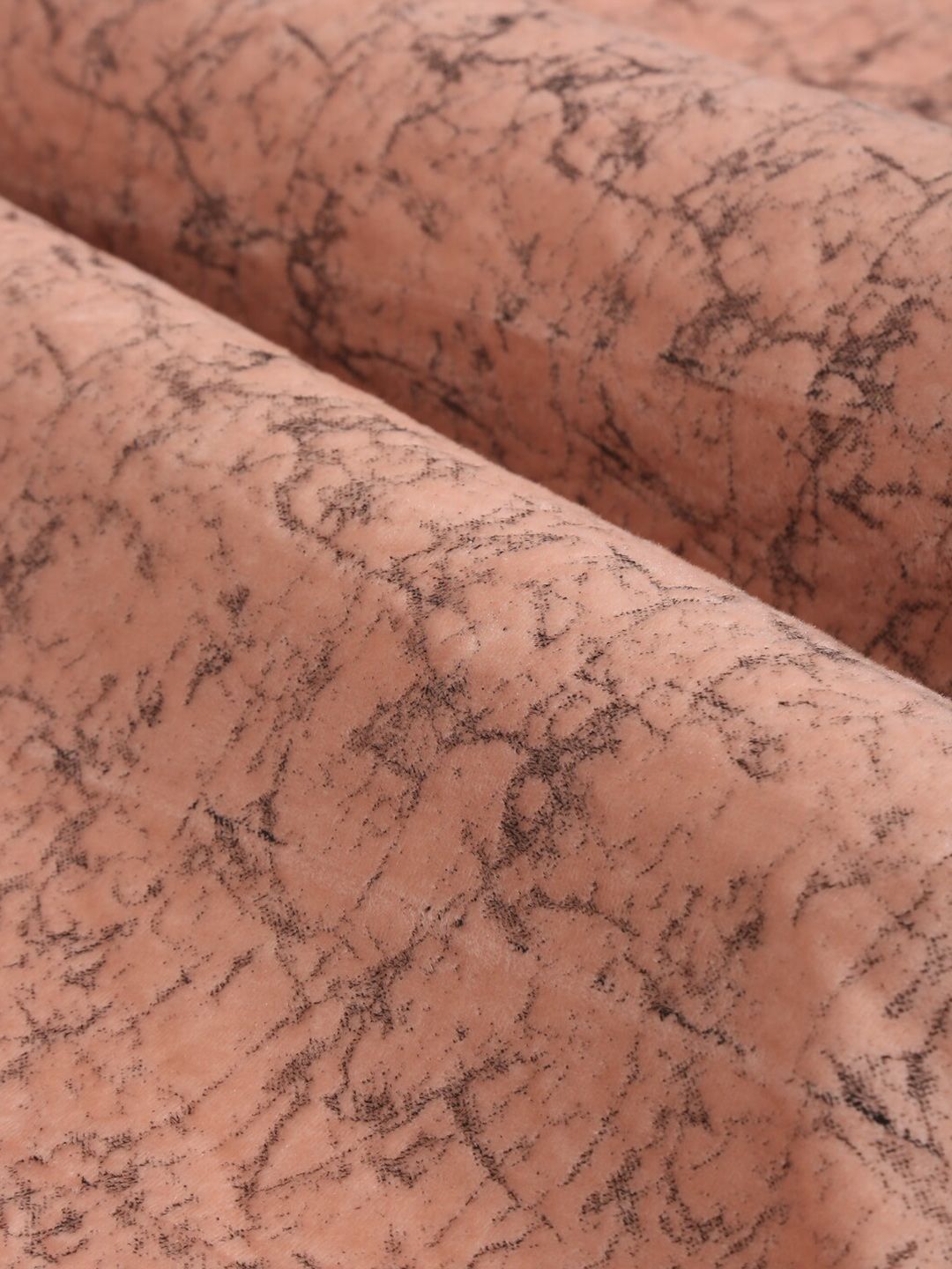 Cortina Set Of 2 Peach-Coloured & Black Velvet Room Darkening Door Curtain