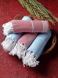 KLOTTHE Set of 4 Striped Cotton 210 GSM Bath Towels