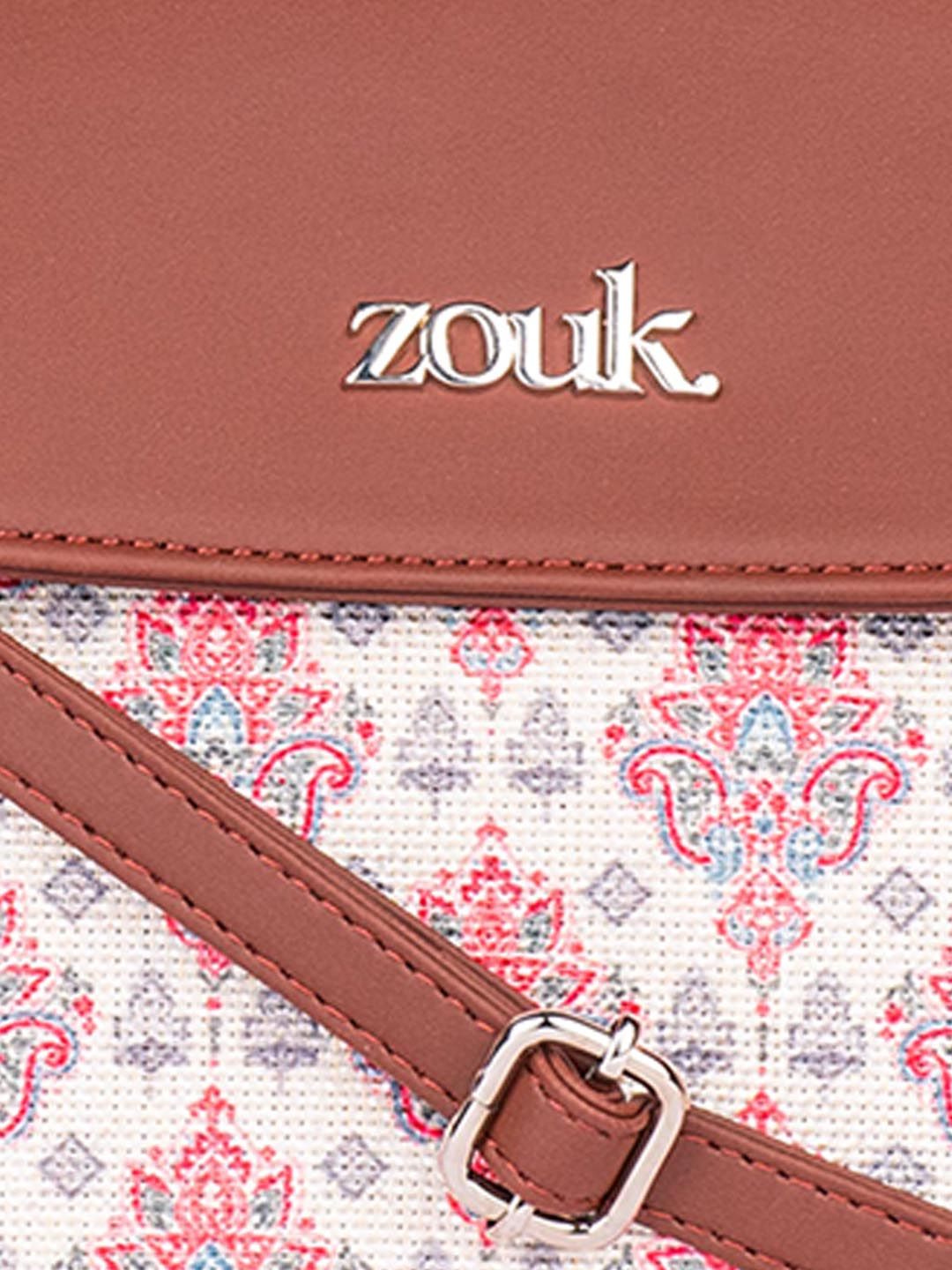 ZOUK Kashmiri Tulips Floral Printed Structured Handheld Bag