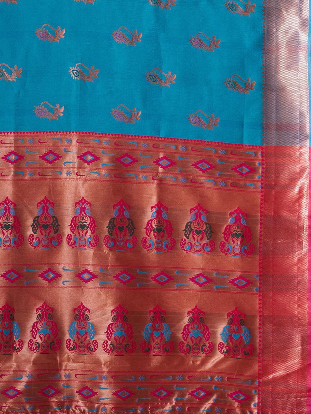 Saree mall Ethnic Motifs Zari Silk Blend Paithani Sarees