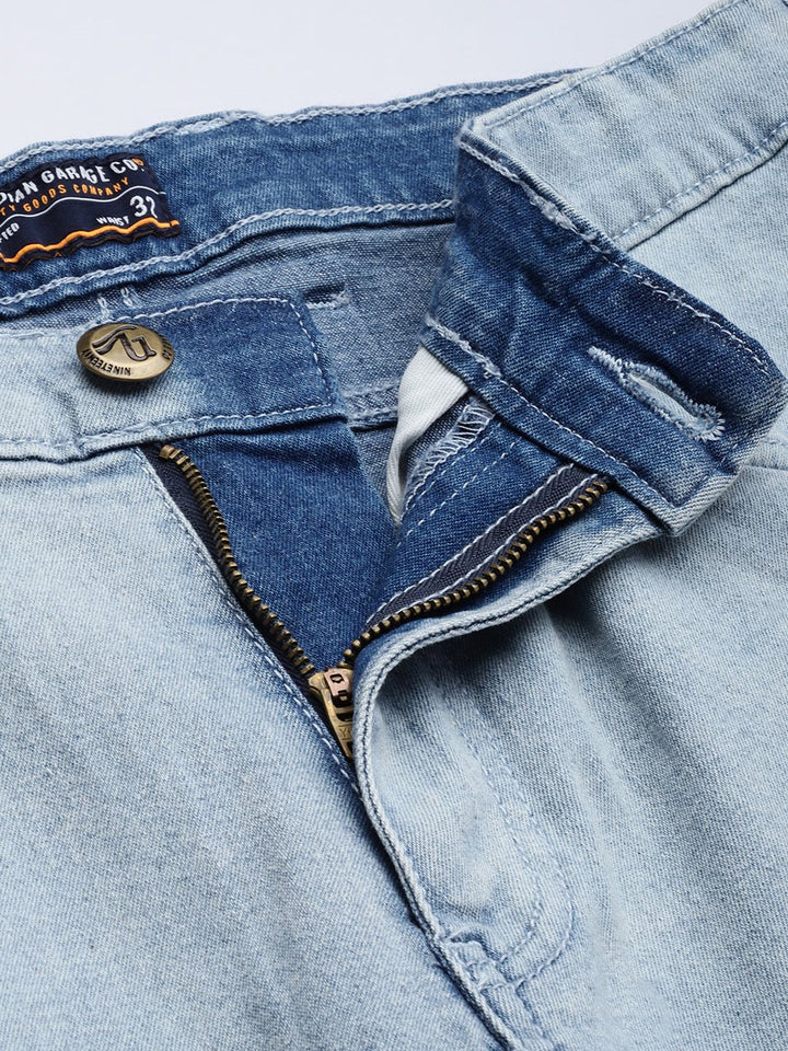 The Indian Garage Co Men Blue Slim Fit Mildly Distressed Ombre Stretchable Jeans