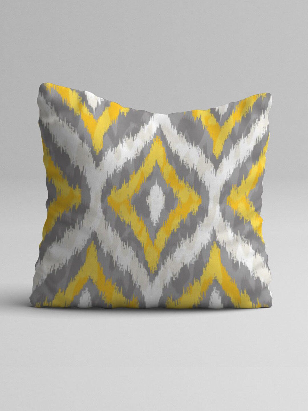 STITCHNEST Yellow & White Set of 5 Geometric Square Cushion Covers