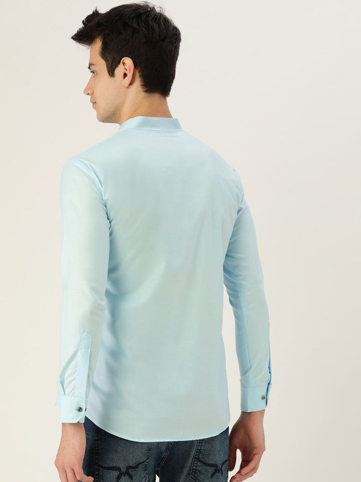 SOJANYA Lelaki Biru Solid Kurta Lurus