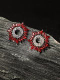Anting-anting kancing bunga bersalut perak