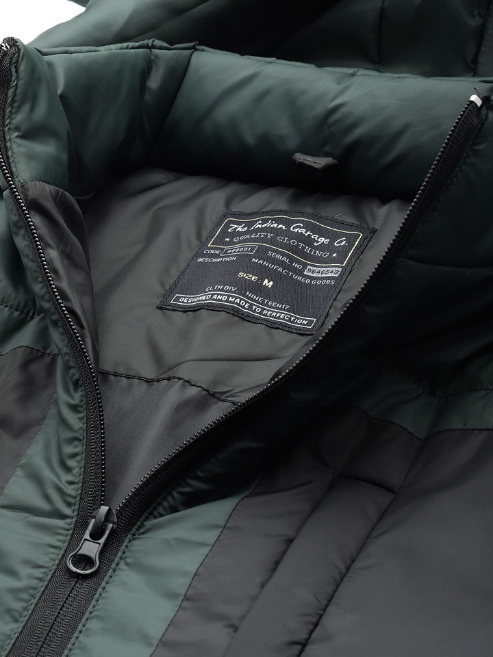 The Indian Garage Co Men Colourblock Zip-Front Hooded Puffer Jacket