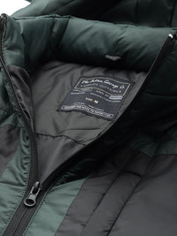 The Indian Garage Co Men Colourblock Zip-Front Hooded Puffer Jacket