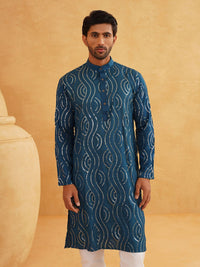 SOJANYA Sequinned Embellished Regular Pure Cotton Kurta with Churidar