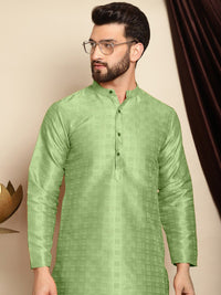 Anouk Striped Mandarin Collar Long Sleeves Thread Work Kurta