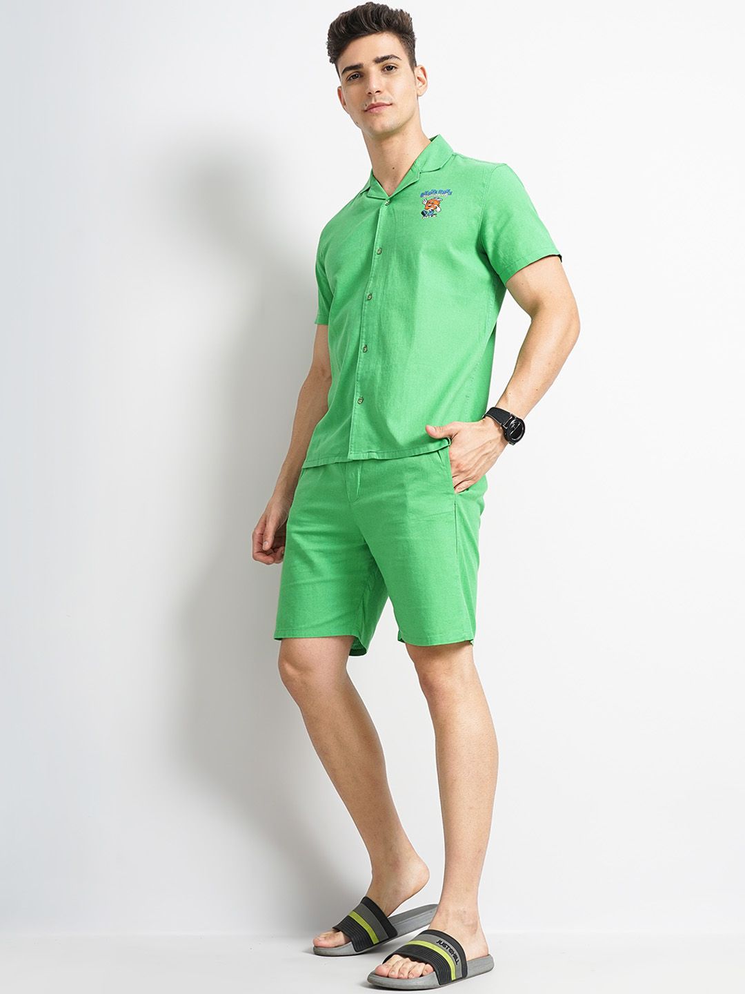 The Indian Garage Co Printed Pure Cotton Shirt With Shorts Co-Ords