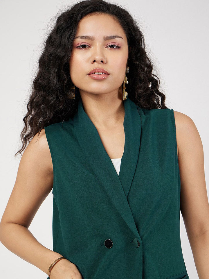 SASSAFRAS Single-Breast Sleeveless Longline Blazer