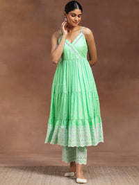 Libas Shoulder Strap Thread Work Pure Cotton Kurta with Trousers