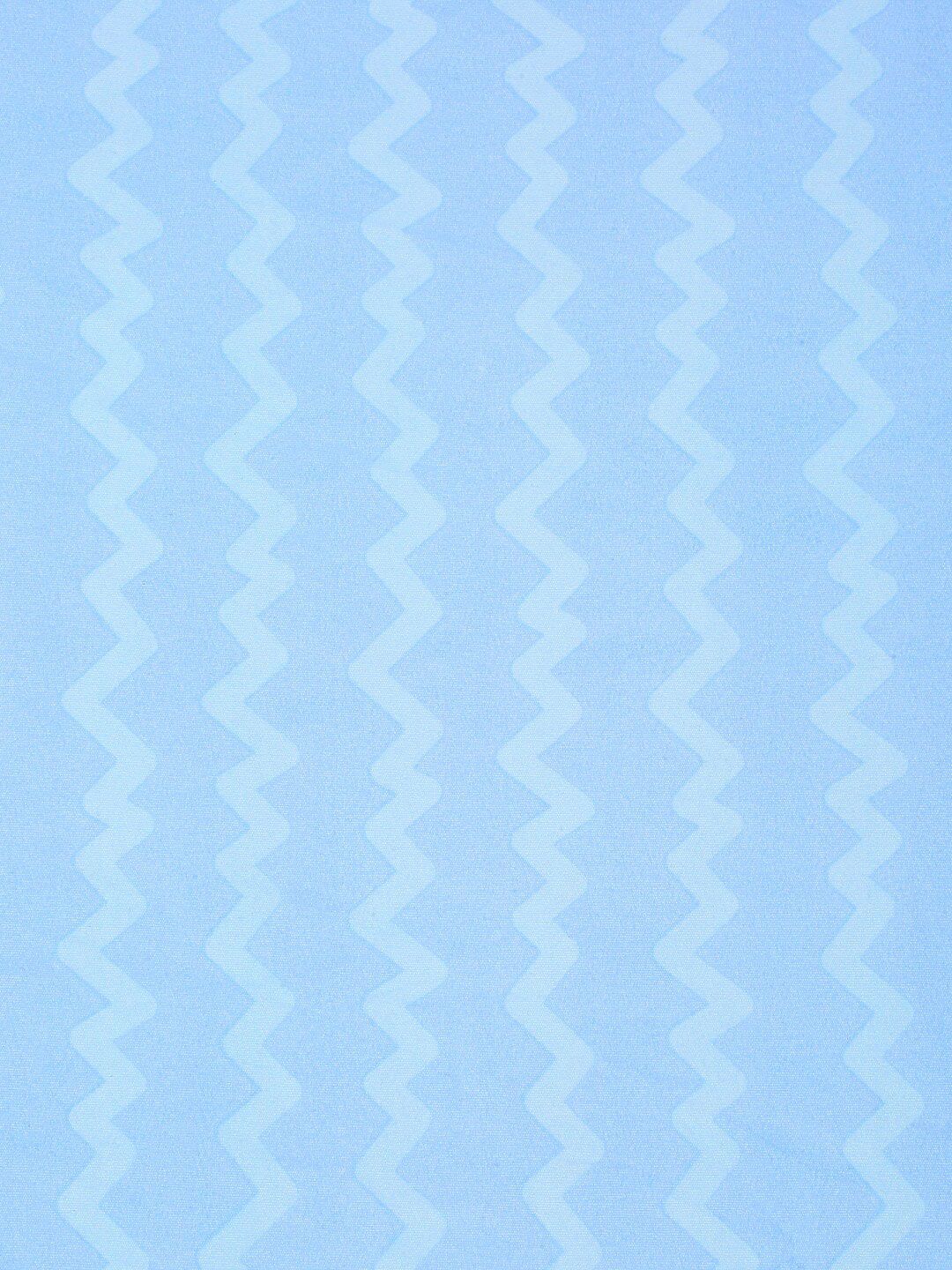 KLOTTHE Blue Zig-Zag Print Flat 300 TC King Fine Bedsheet with 2 Pillow Covers-250X225 cm