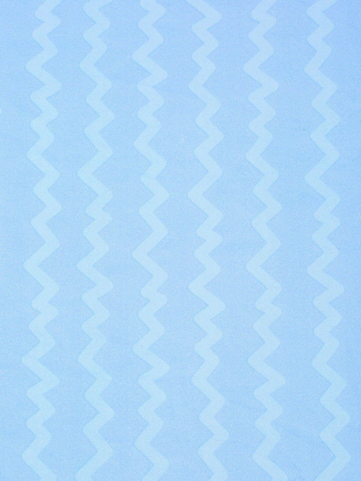 KLOTTHE Blue Zig-Zag Print Flat 300 TC King Fine Bedsheet with 2 Pillow Covers-250X225 cm