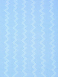 KLOTTHE Blue Zig-Zag Print Flat 300 TC King Fine Bedsheet with 2 Pillow Covers-250X225 cm
