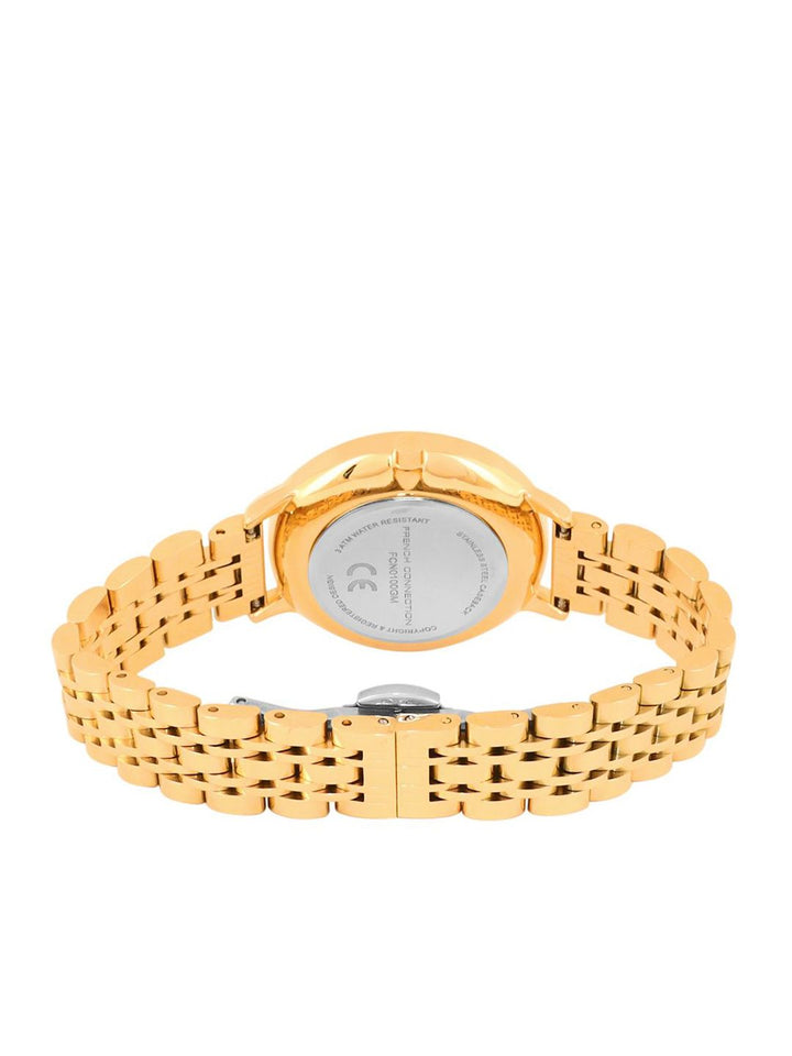 Sambungan Perancis Wanita Dail Hiasan & Gelang Gelang Keluli Tahan Karat Tali Analog Watch FCN0100GM