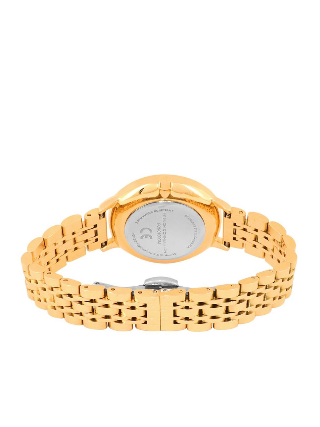 Sambungan Perancis Wanita Dail Hiasan & Gelang Gelang Keluli Tahan Karat Tali Analog Watch FCN0100GM