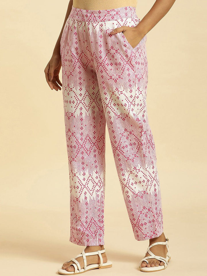 W Women Ethnic Motifs Printed Straight Fit Trousers