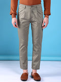 The Indian Garage Co Men Slim Fit Mid-Rise Pleated Cotton Chinos Trousers