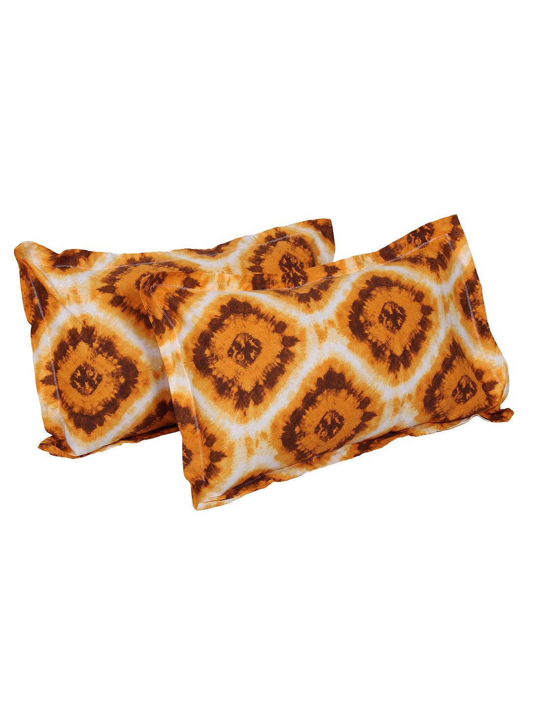 Story@home Unisex Yellow Geometric Cotton 144 TC 1 King Size Bedsheet with 2 Pillow Covers