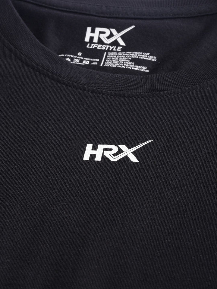 HRX by Hrithik Roshan Women Black Solid Round Neck T-shirt