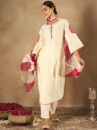 Indo Era Women Ethnic Motifs Embroidered Regular Kurta with Trousers & With Dupatta