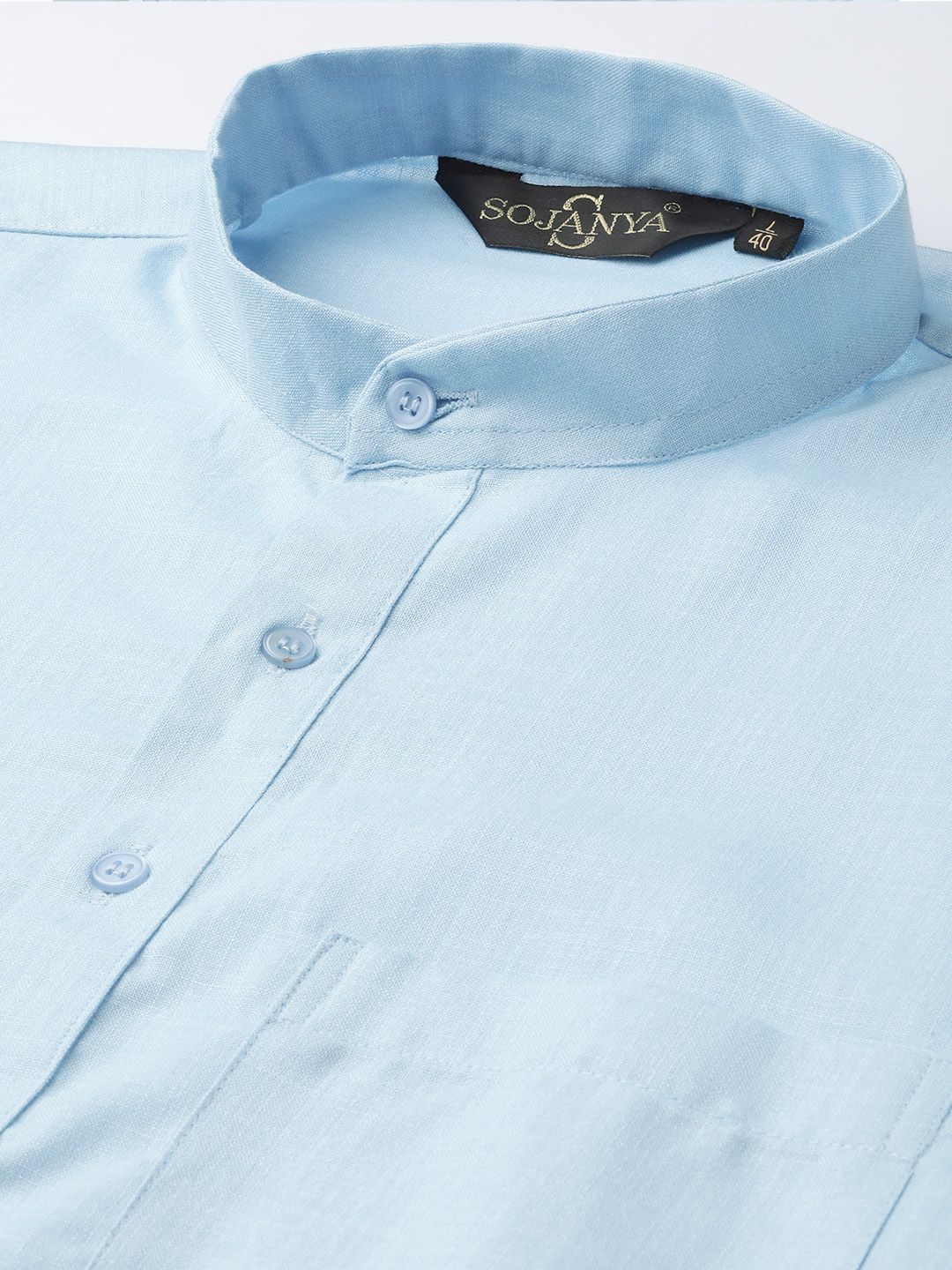 SOJANYA Men Blue Solid Straight Kurta