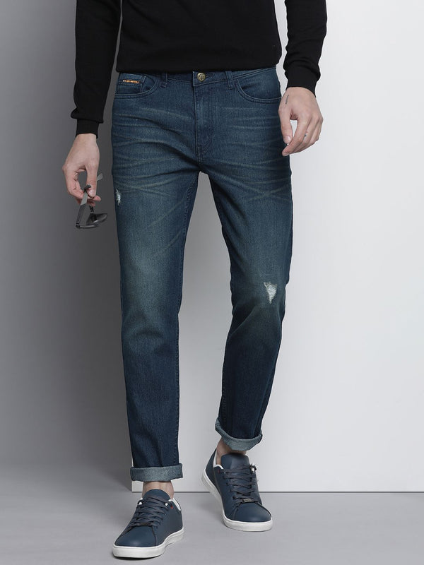 The Indian Garage Co Men Slim Fit Mildly Distressed Stretchable Jeans