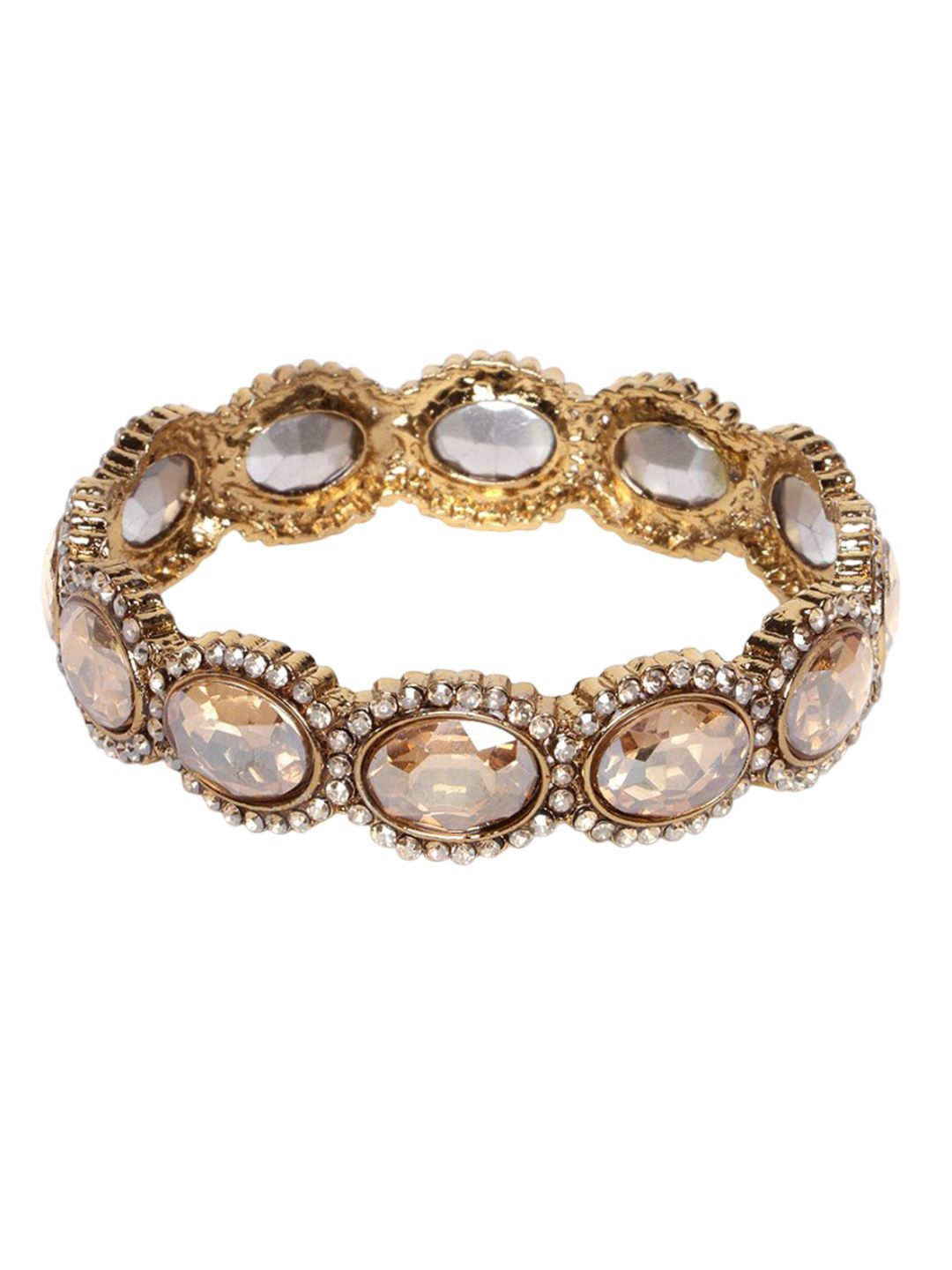 PANASH Set of 2 Gold-Plated American Diamond-Studded Bangles