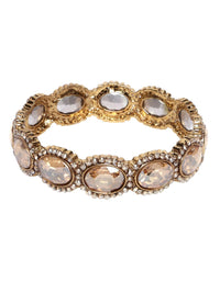 PANASH Set of 2 Gold-Plated American Diamond-Studded Bangles