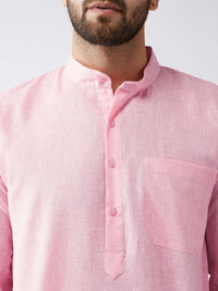 SOJANYA Men Pink Solid Kurta Lurus