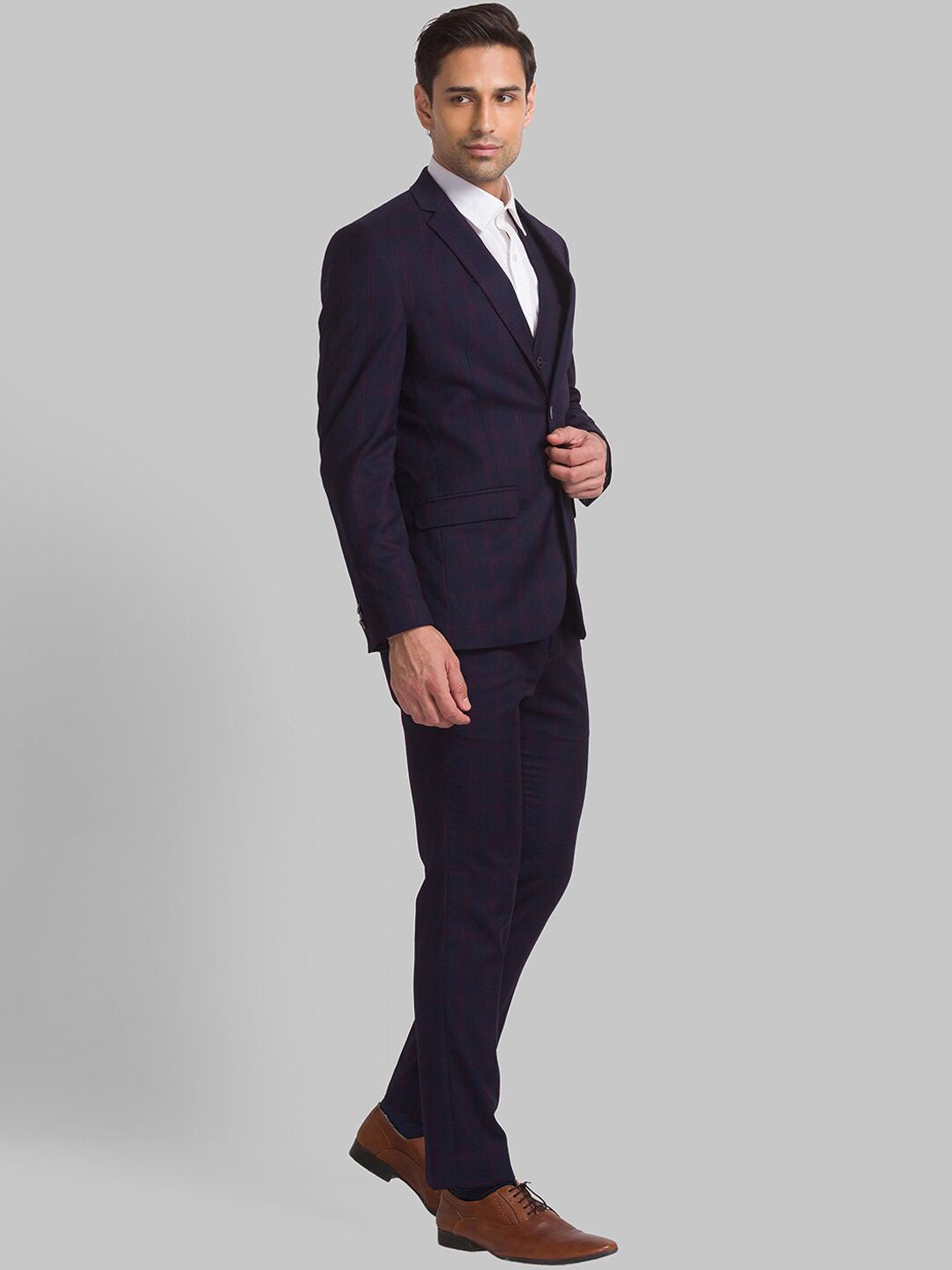 Park Avenue Men Checked Single-Breasted Super Slim-Fit 3-Piece Formal Suit