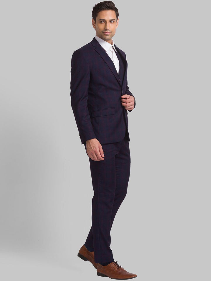 Park Avenue Men Checked Single-Breasted Super Slim-Fit 3-Piece Formal Suit