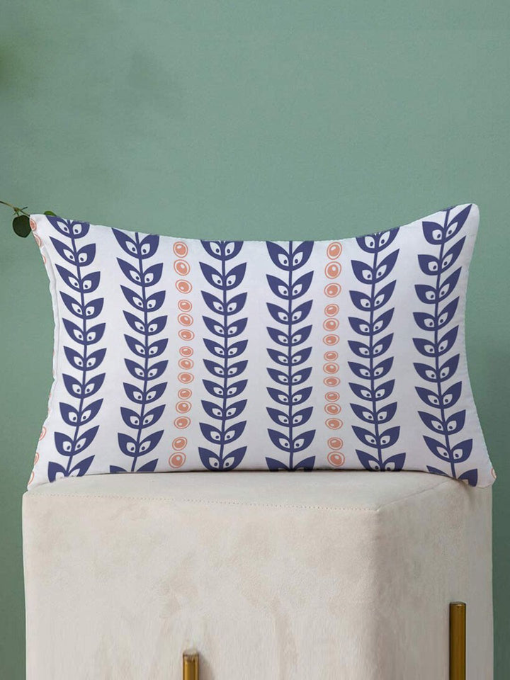 STITCHNEST Blue & White Set of 2 Floral 12" X 18" Rectangle Cushion Covers