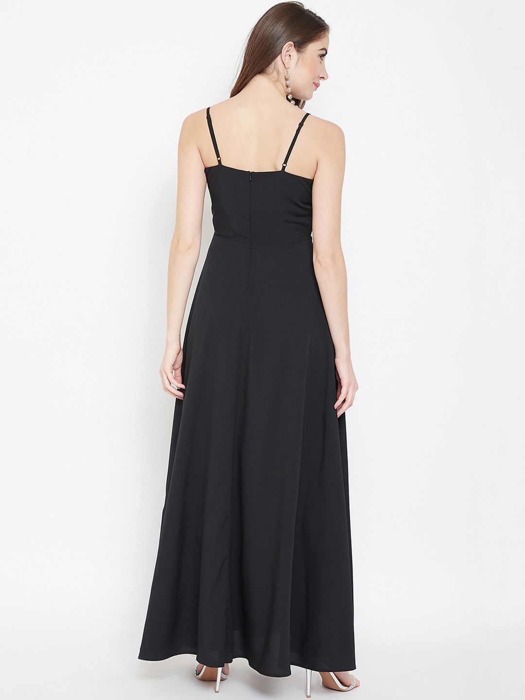 Berrylush Women Black Solid Maxi Dress