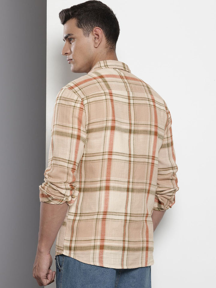 The Indian Garage Co Pure Cotton Slim Fit Checked Casual Shirt